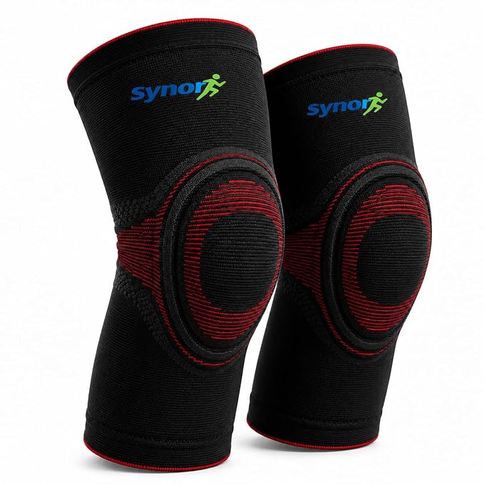 Knee Cap for Men & Women - Compression Knee Support for Running, Gym, Walking, Sports, Arthritis, Joint Pain Relief, Knee Brace for Workout, Fitness, Daily Wear, Black, 1 Pair