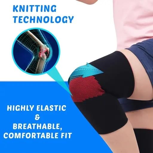 Knee Cap for Men & Women - Compression Knee Support for Running, Gym, Walking, Sports, Arthritis, Joint Pain Relief, Knee Brace for Workout, Fitness, Daily Wear, Black, 1 Pair