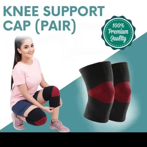 Knee Cap for Men & Women - Compression Knee Support for Running, Gym, Walking, Sports, Arthritis, Joint Pain Relief, Knee Brace for Workout, Fitness, Daily Wear, Black, 1 Pair