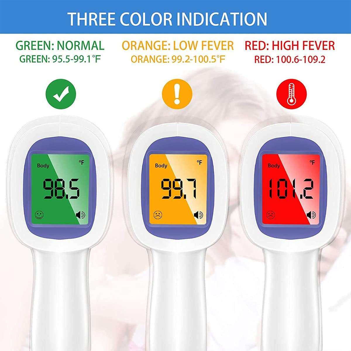 DR VAKU Infrared Digital Thermometer For Fever, Non-Contact Laser Infrared Thermometer Temperature Gun [Battery Included] - White and Blue, Plastic
